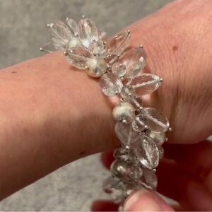 Rock Quartz & Sterling Silver Ball Bracelet